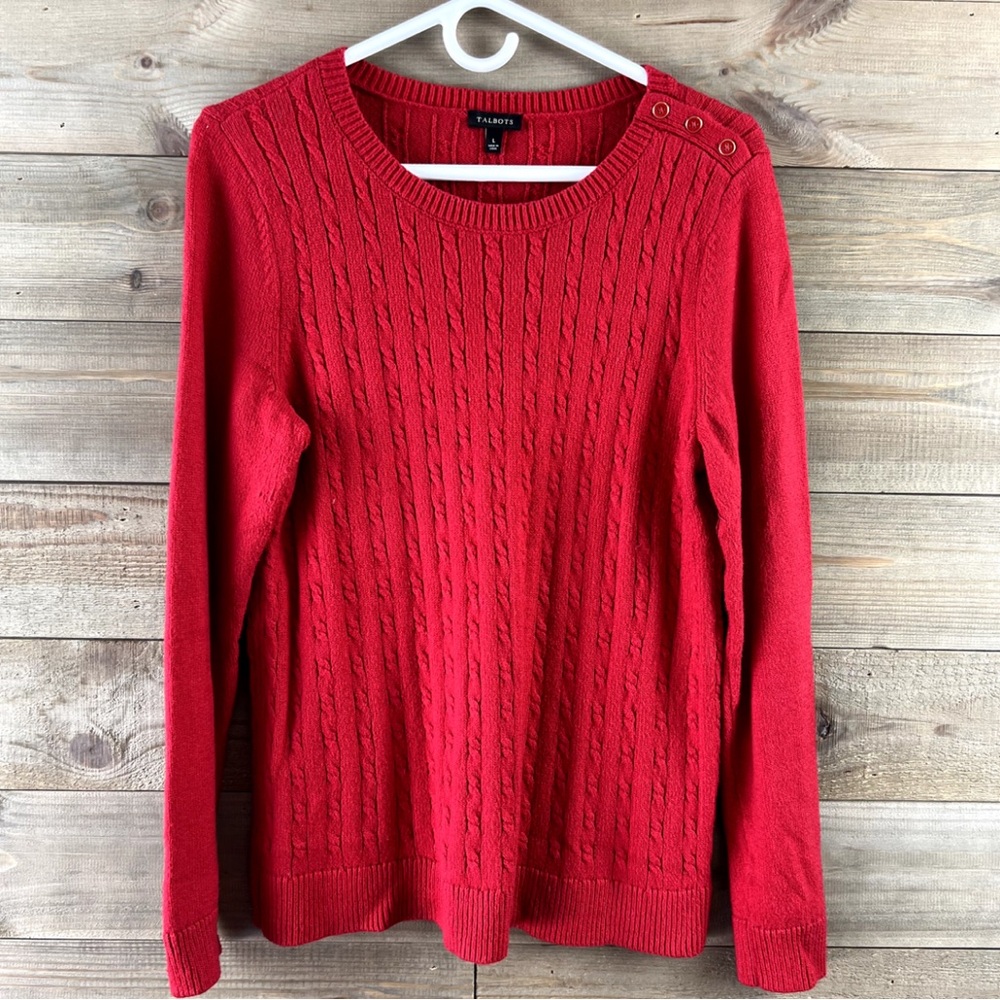Talbots Red Cable Knit Sweater